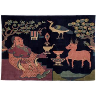 Bildteppich Buddha Teezeit mit Tieren Nepal | ca. 125 x 175 cm – jetzt kaufen bei Teppich-kaufen-XXL.de