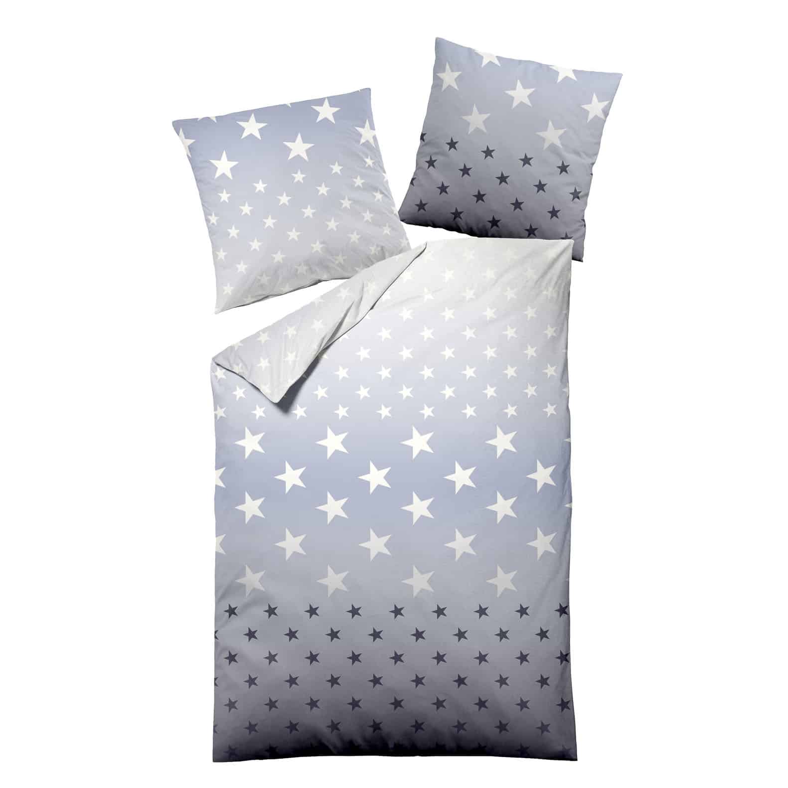 DORMISETTE Edelbiber Bettwäsche Sterne, Deckenbezug mit Kissenbezug, 9404-50 Blau – jetzt kaufen bei Lifetex-Heimtextilien.de