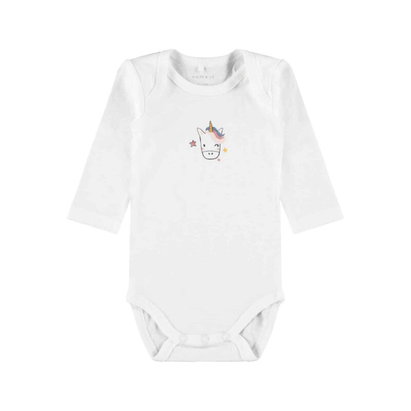 NAME IT 3er Pack Baby-Mädchen Langarm Bodies Einhorn Punkte in Weiß/Altrosa – Detailbild 1 – jetzt kaufen bei Lifetex-Heimtextilien.de