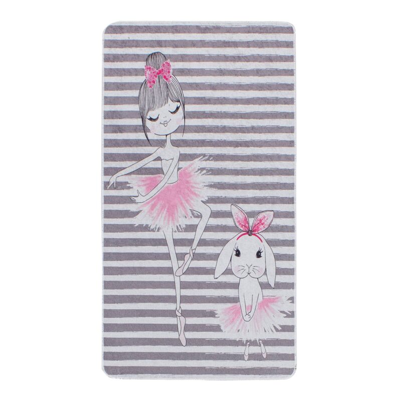 Kinderteppich Brücke Ballerina und Hase Streifen | ca. 80 x 150 cm – jetzt kaufen bei Lifetex-Heimtextilien.de