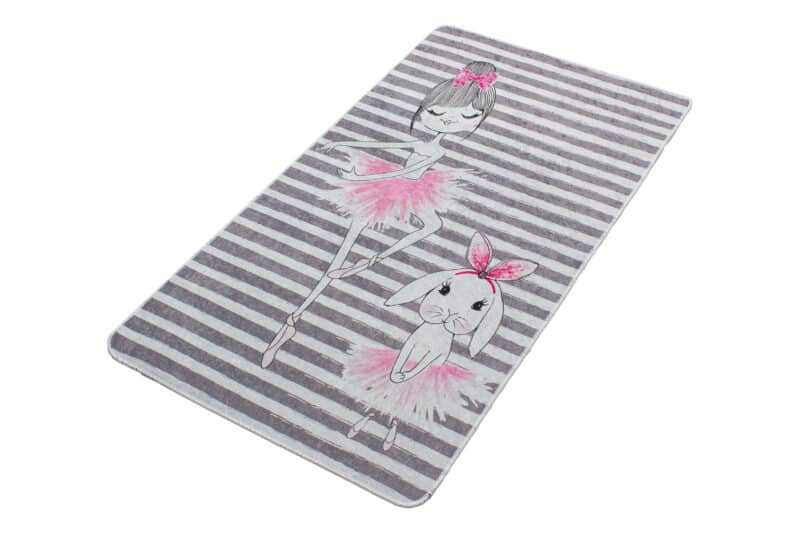 Kinderteppich Brücke Ballerina und Hase Streifen | ca. 80 x 150 cm – Detailbild 1 – jetzt kaufen bei Lifetex-Heimtextilien.de